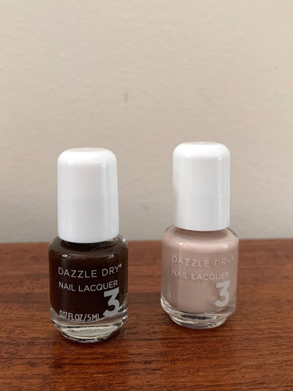 Lot of 2 Dazzle Dry Mini Nail Polishes Haze brown Boss nude